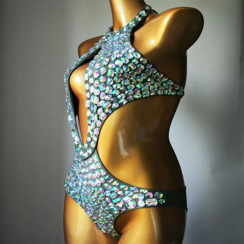 Women's mesh diamond pattern one-piece swimsuit in nylon fabric with polyester lining