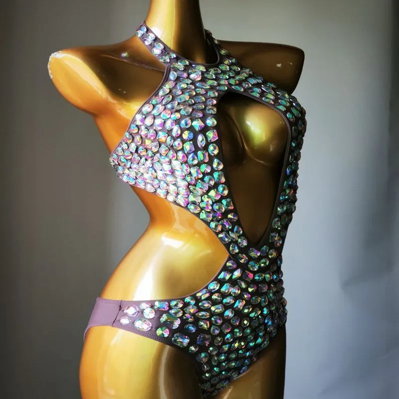 Women's mesh diamond pattern one-piece swimsuit in nylon fabric with polyester lining