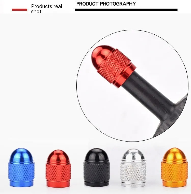 Aluminium mountain bike tyre valve dust cap with decorative beads and chain in multiple colours