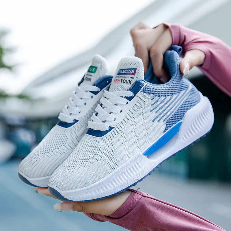 Men's blue casual sports shoes with fabric upper and round toe design