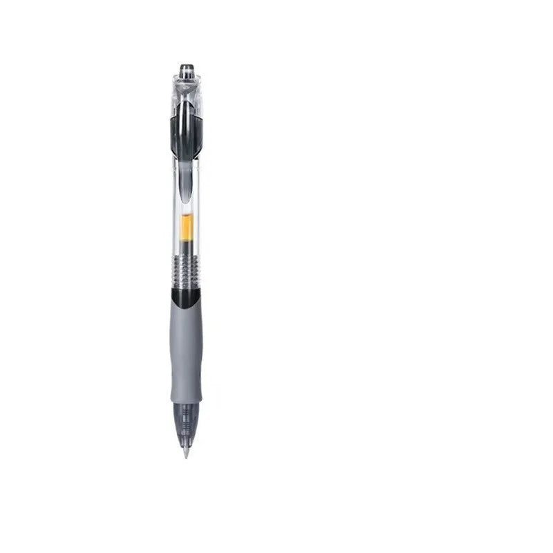 0.5mm fine tip gel pen in plastic construction with black, blue, or red refill options