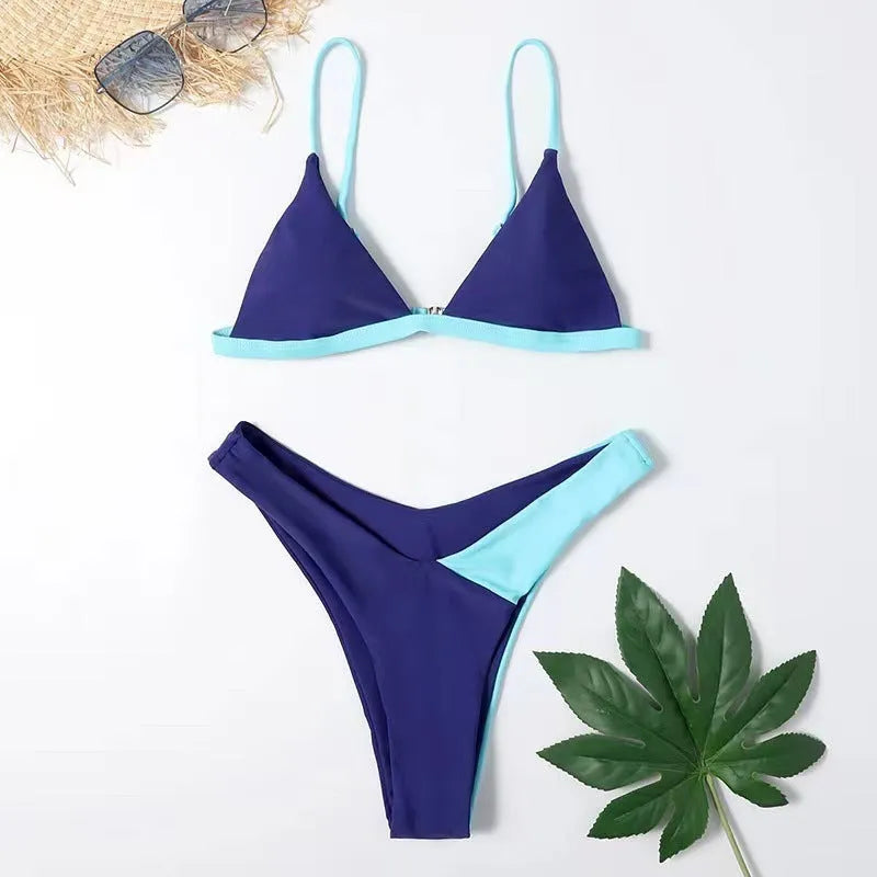 European style women's swimsuit bikini set in nylon fabric with briefs design