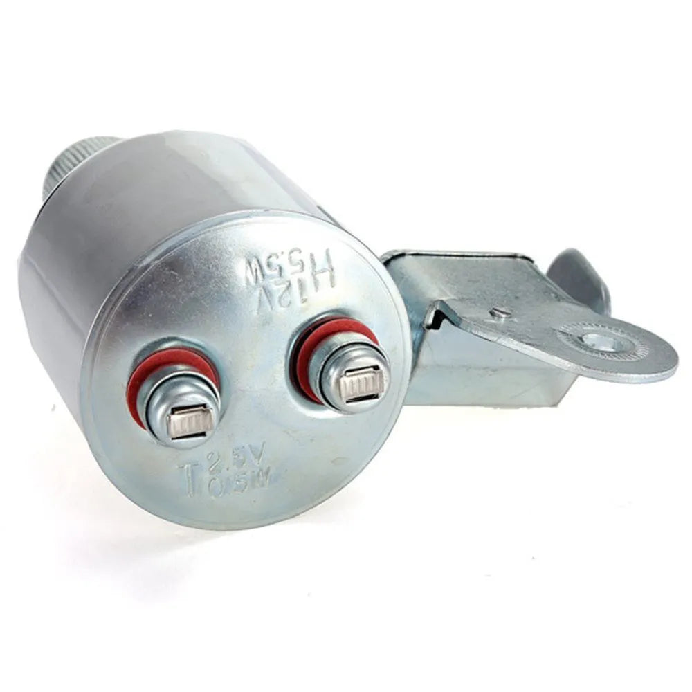 Silver bicycle dynamo-powered light generator kit for front fork or rear frame mounting.