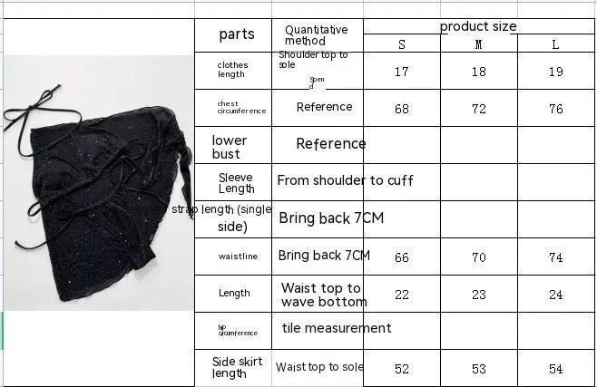 Black three-piece bikini swimsuit set with top and shorts in polyester fibre fabric