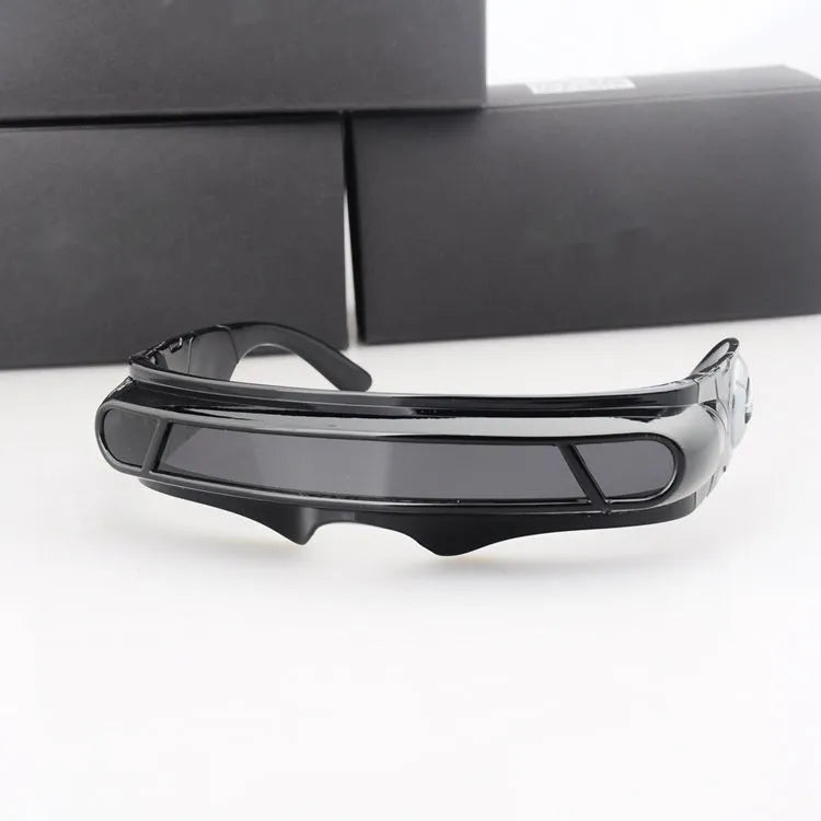 Black polarised sports sunglasses with a full rim PC frame, shown with blue mercury tinted lenses.