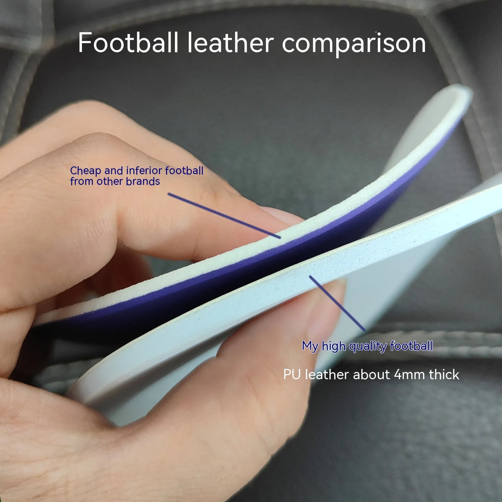 Fluorescent green size 5 football with seamless thermal adhesive construction