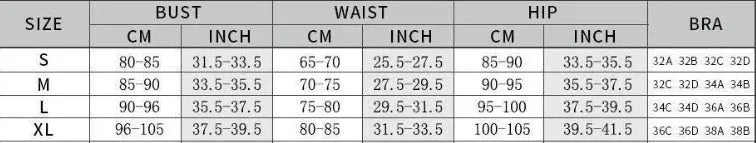 Blue women's one-piece swimsuit with matching gauze skirt on size chart