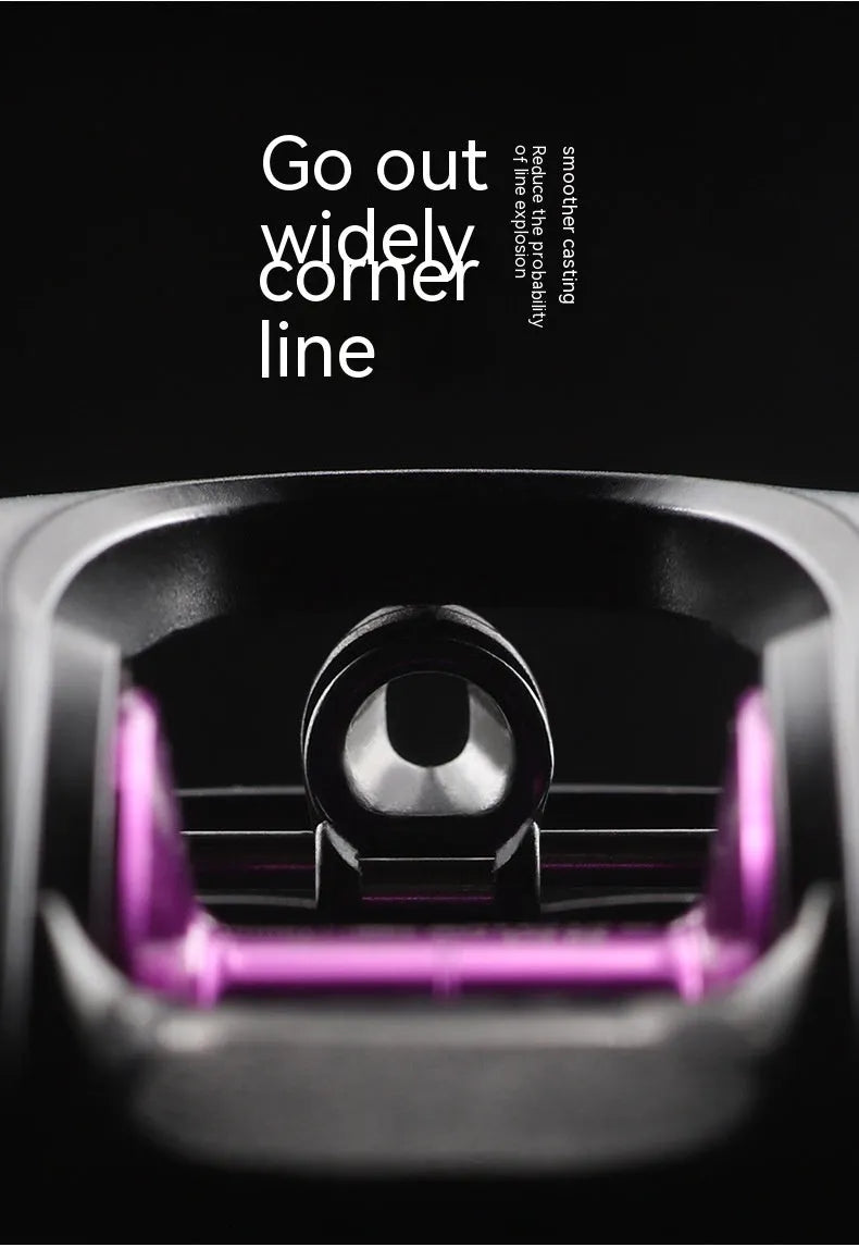 Colourful BM2000 fishing reel with water drop design and magnetic brake, shown in left and right-hand models