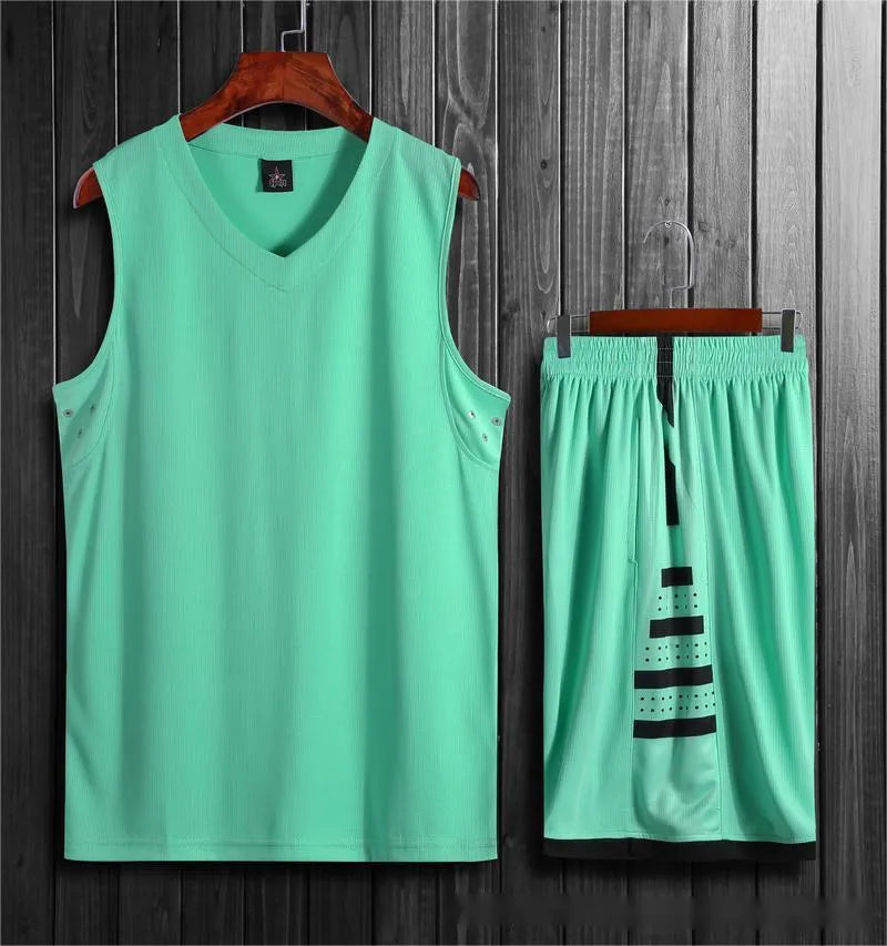 Breathable black and white sports vest and pants set for student training and fitness.