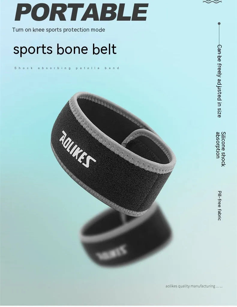 Black and grey patella retinaculum knee support for sports