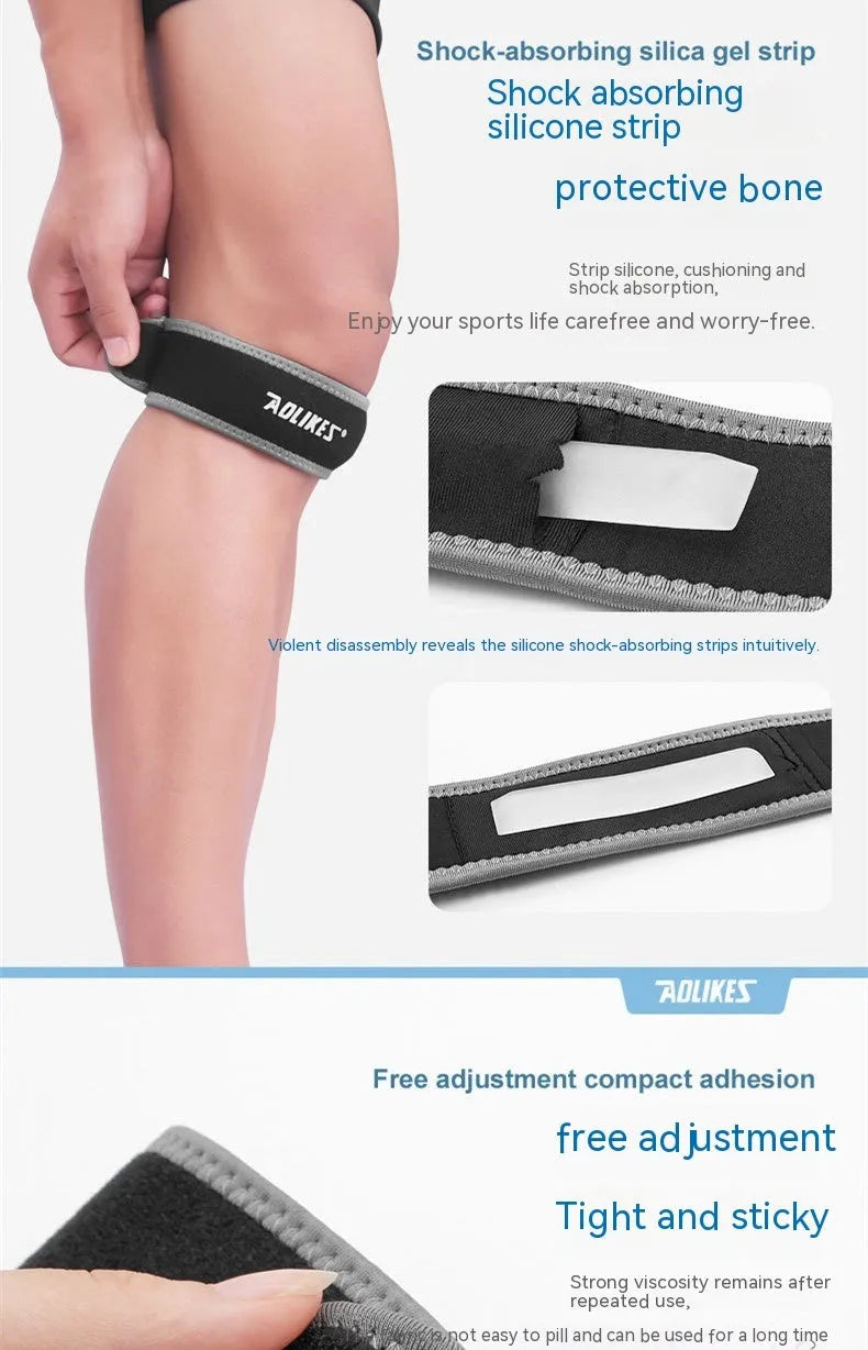 Black and grey patella retinaculum knee support for sports