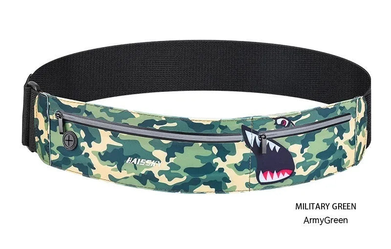 Men's and women's black waterproof chinlon Lycra sports waist bag with 8-inch capacity