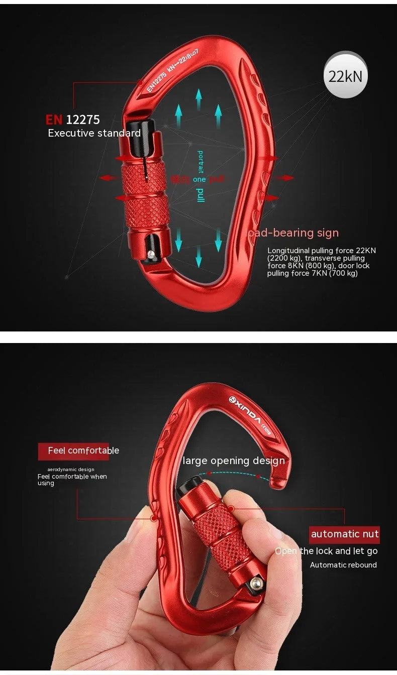 Automatic master lock climbing carabiner for outdoor rock climbing in multiple colours