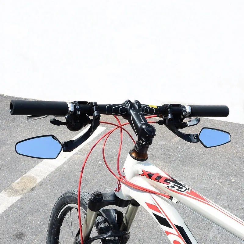Black mountain bike rearview mirror with rotatable adjustment on PMMA acrylic surface
