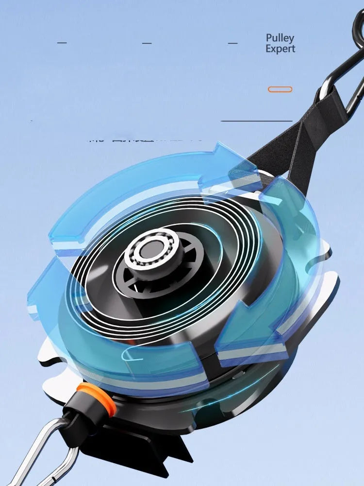 Adjustable resistance chest expander and rowing machine fitness equipment in blue and grey colour