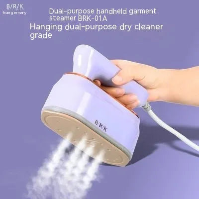 Light purple foldable portable travel iron with a ceramic soleplate on a white background.