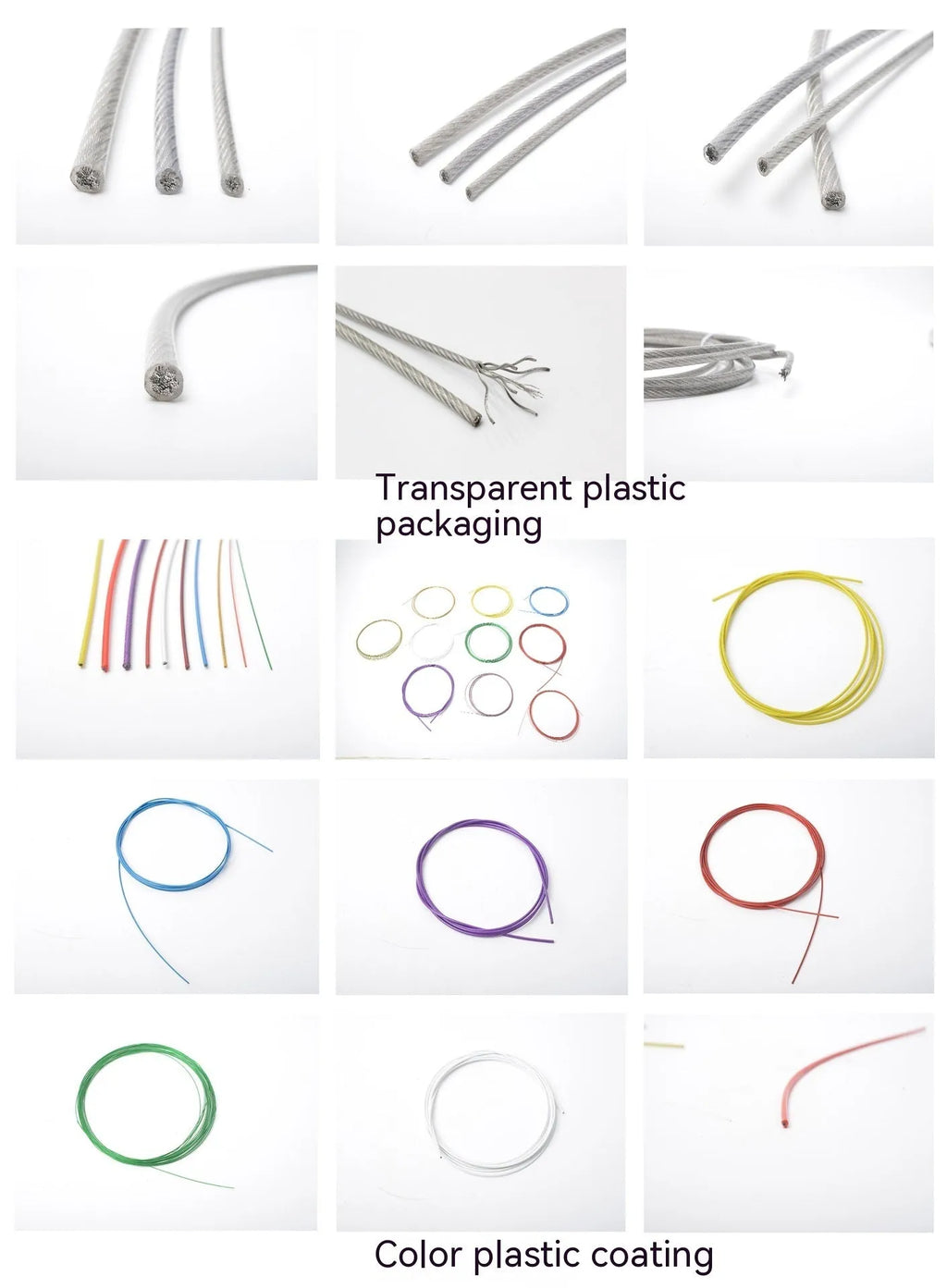 304 stainless steel security cable with PVC coating in multiple diameter options for anti-theft protection