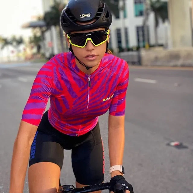 Attaquer women's long sleeve kaleidoscope print cycling jersey and pants set