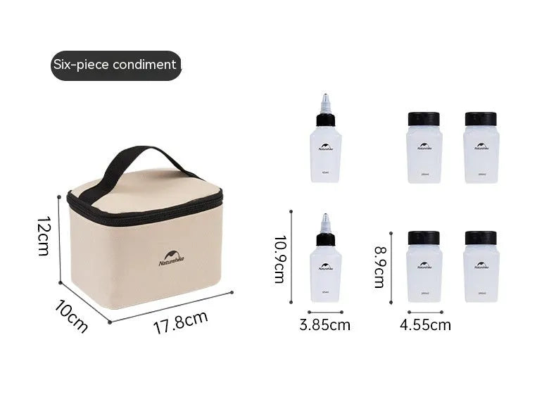 Naturehike portable seasoning bottle six-piece set in modern simplicity design for outdoor food.