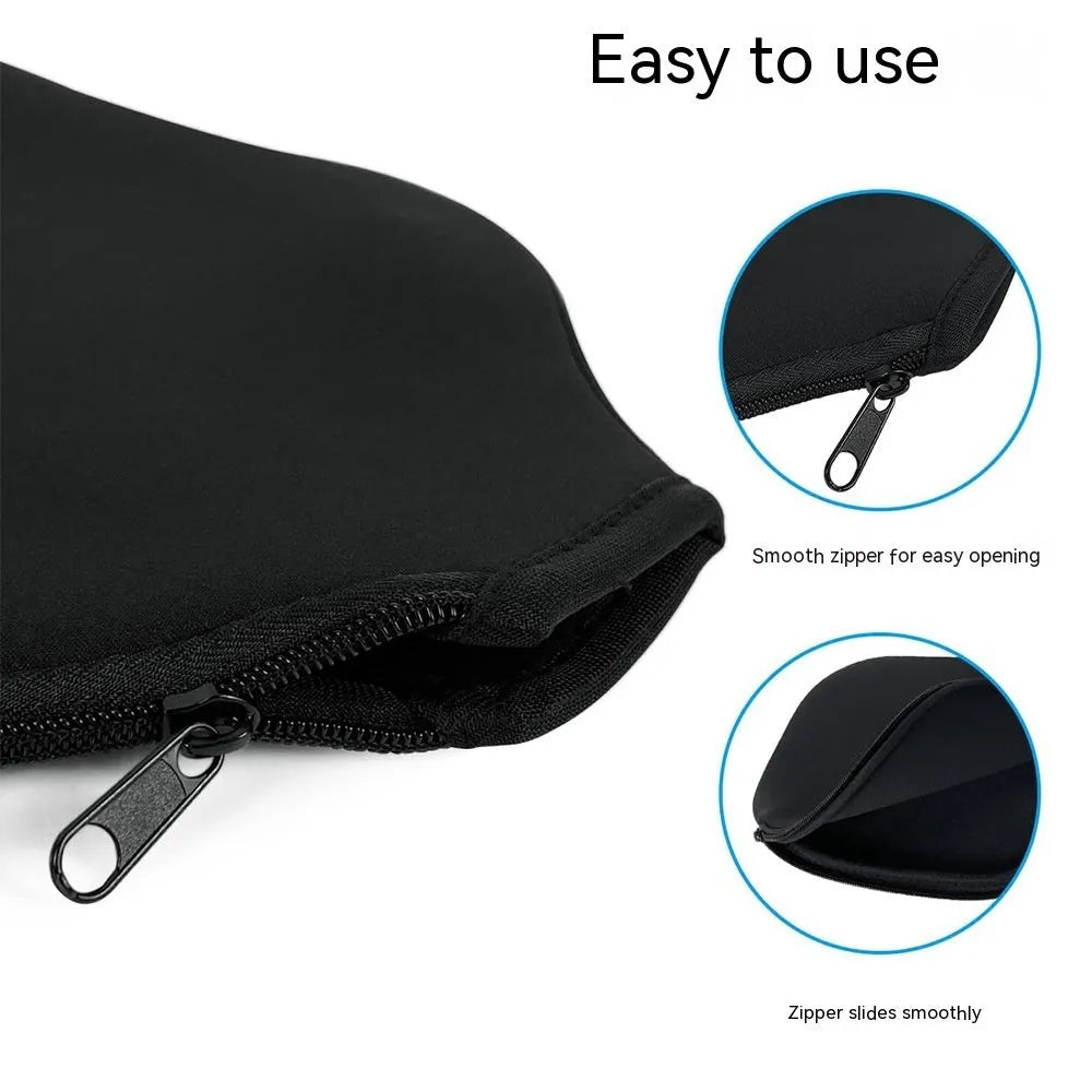 Black neoprene protective sleeve for a table tennis racket