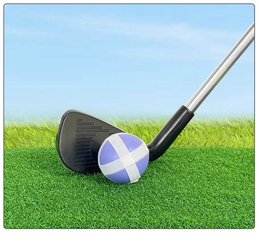 Metal golf club set showing adult and children's clubs for outdoor sports practice