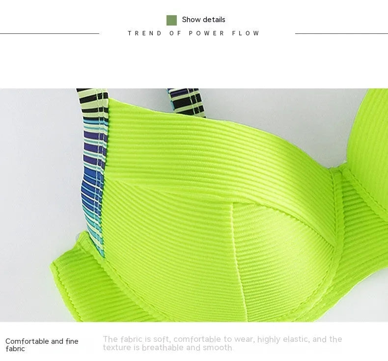 Green printed halter bikini set with split briefs for women