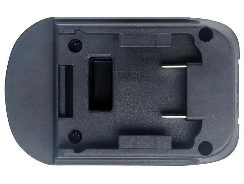 Black Milwaukee to Makita battery adapter measuring 125x90x65mm for DM18M to H99F conversion