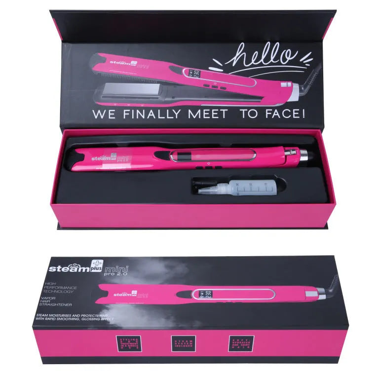 Mini steam splint spray hair straightener in champagne, purple, or rose red colour with steam function