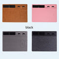Wireless charging mouse pad with phone holder in multiple colours showing 320x260mm dimensions