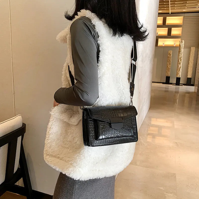 Vintage PU crossbody bag in black, dark brown, khaki, or red with dimensions 20cm wide by 14cm high.