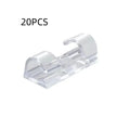 Transparent plastic self-adhesive cable management clips in small, medium, large, extra-large sizes