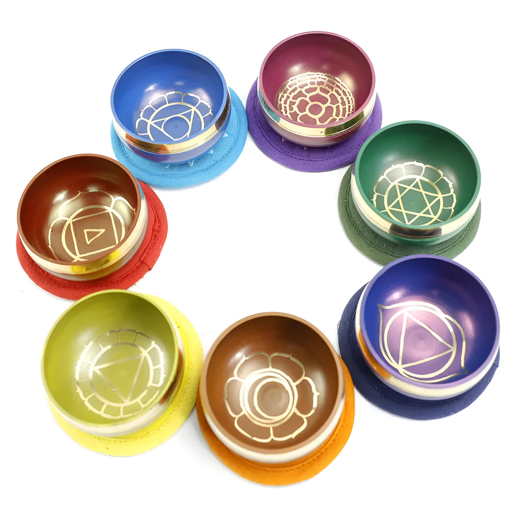 Handmade colourful 8cm Himalayan bowl percussion instrument for yoga meditation