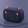 Compact portable mini speaker in various colours showing front grille and control buttons.