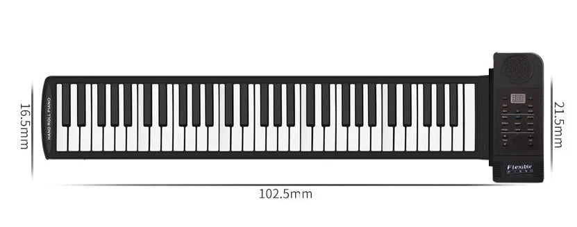 61 key folding hand roll piano with black keys, thickened hand feel, 128 tones and MIDI port