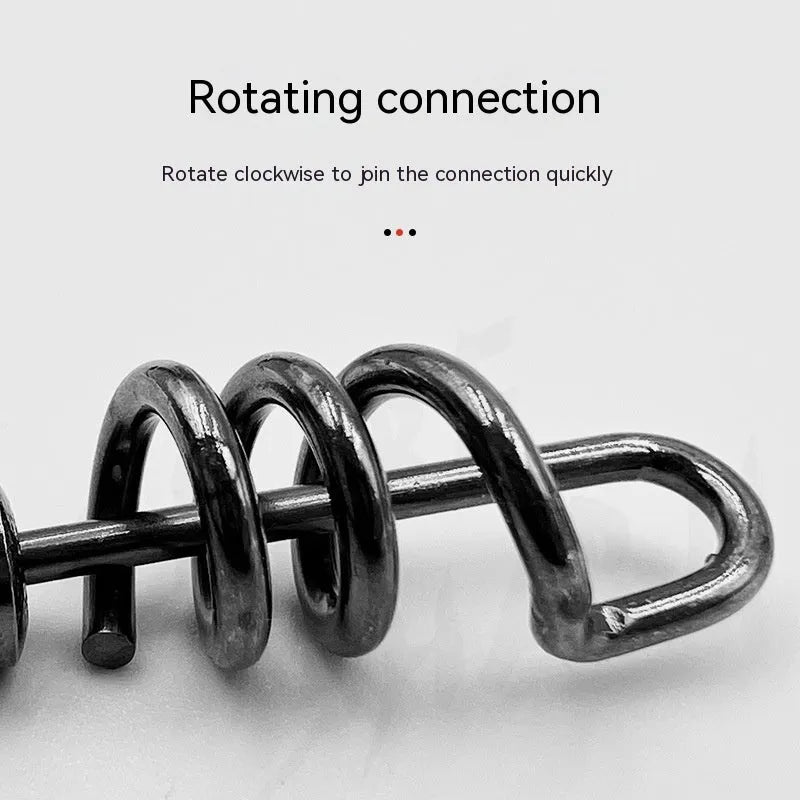 8-shaped stainless steel fishing swivel connector showing rotating mechanism and dual connection points