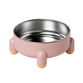 Green stainless steel raised pet bowl with anti-slip high-foot base for dogs and cats.