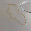 Square colour clavicle chain necklace with geometric artificial crystal design in gold alloy finish