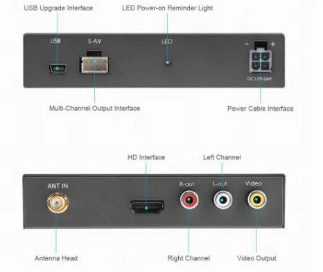 Black car mirror link box Wi-Fi converter with power cable, antenna, AV cable and user manual