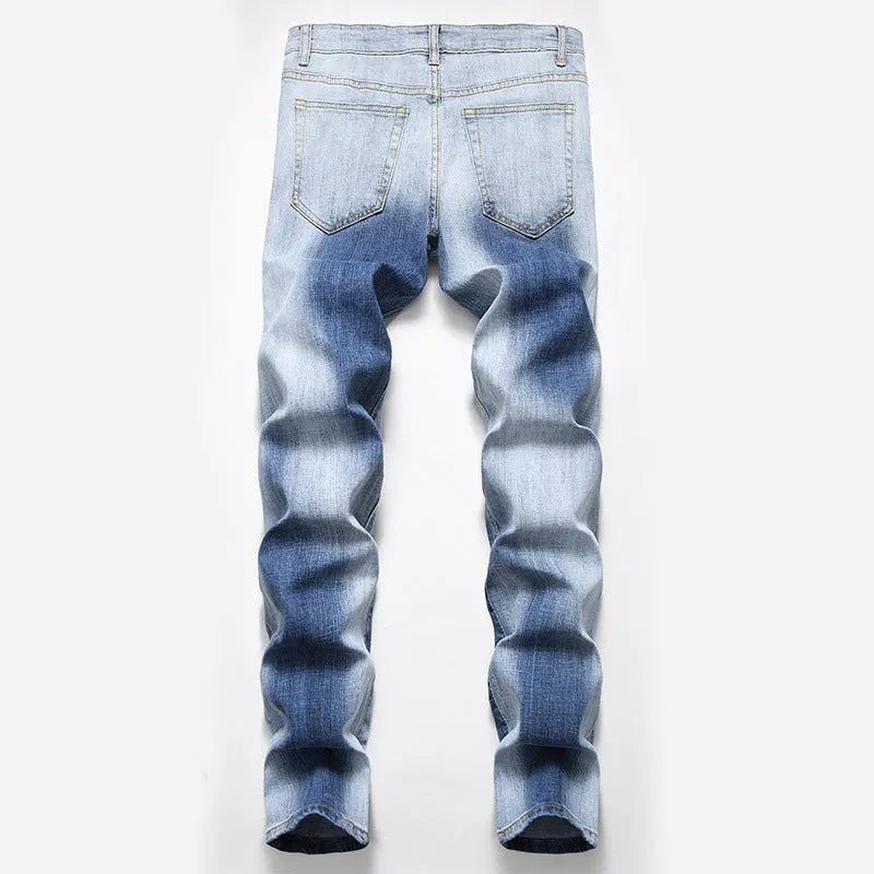 Men's indigo cotton jeans, regular fit, sizes 28 to 42