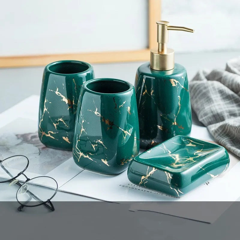 Ceramic bathroom wash set with high-temperature fired porcelain construction in light luxury style