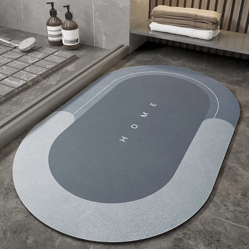 Lake Baikal Blue oval blended machine woven bathroom floor mat 40x60cm