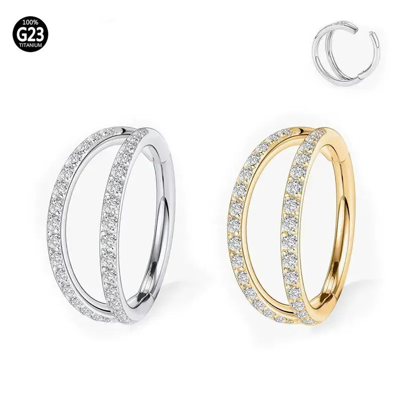 G23 titanium alloy nose ring earring in steel colour, showing a circular ring design for body piercing.