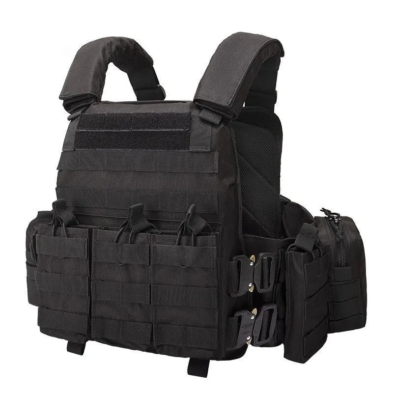 Men's camouflage tactical vest in polyester fabric for outdoor training and shooting sports