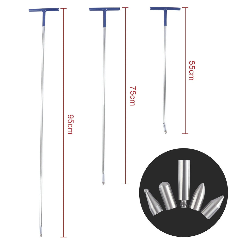Three-piece alloy steel car dent repair tool set with hook crowbars for automotive body panel maintenance