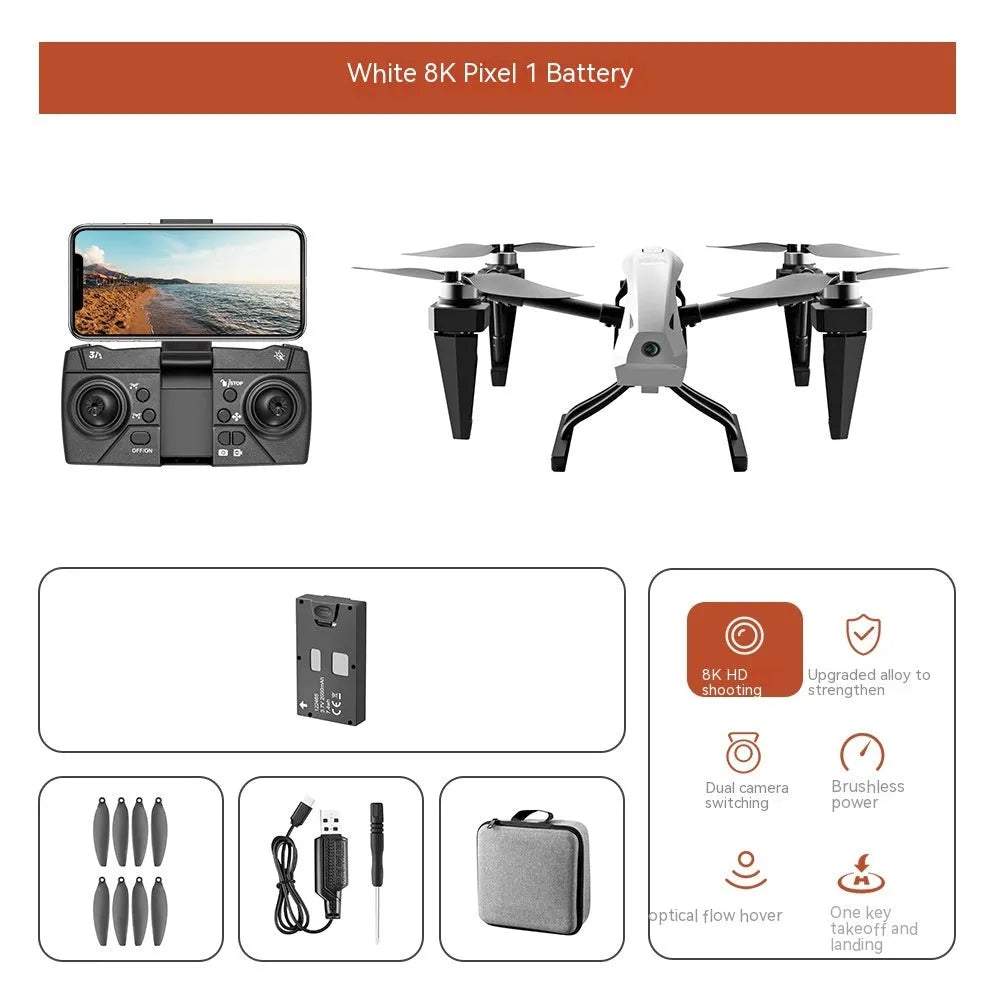 Alloy KS66 UAV drone in white or black with camera, remote control, spare propellers and storage bag