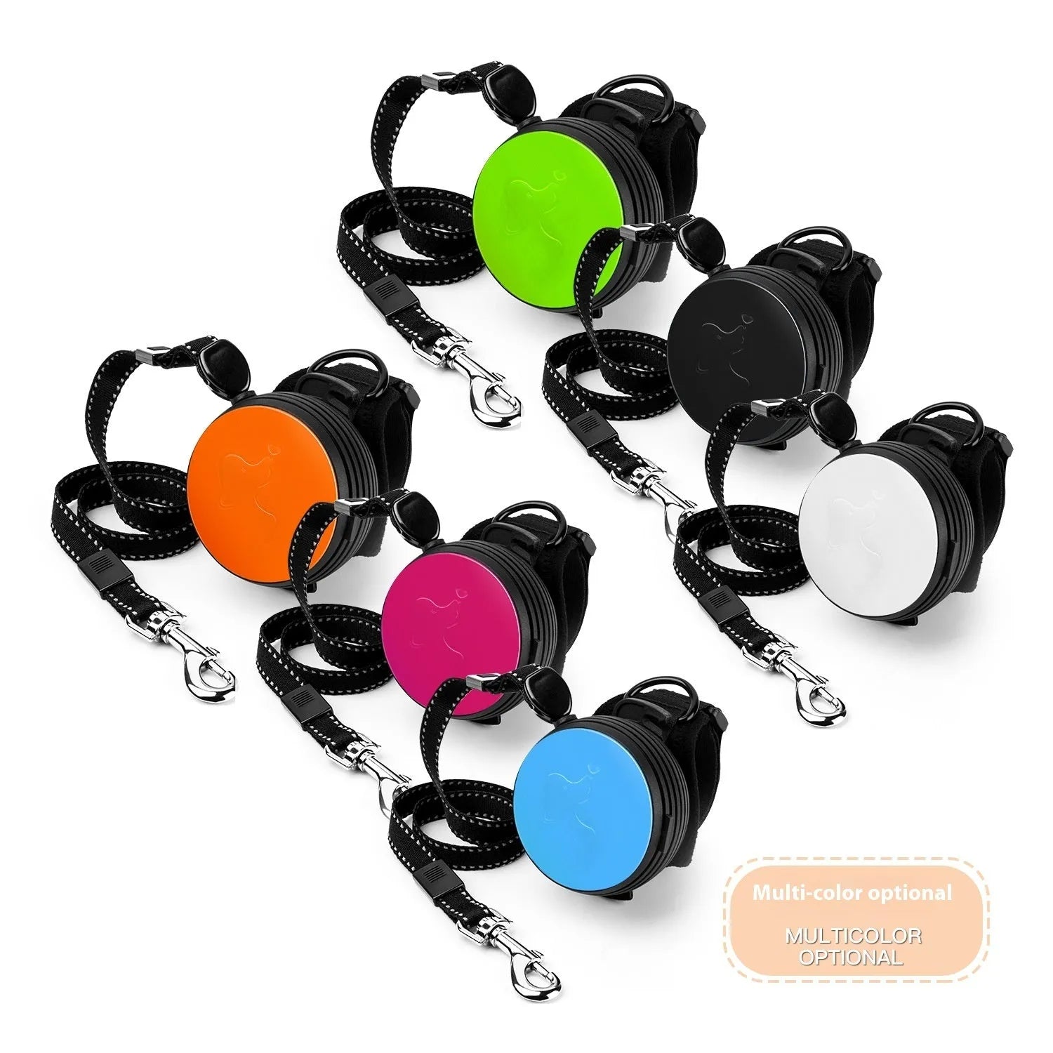 Retractable dog lead with automatic locking mechanism in six colour options