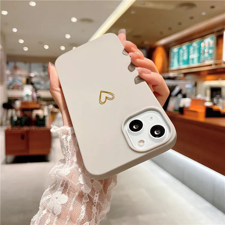Brown silicone iPhone case with hot stamp cartoon design showing non-slip texture