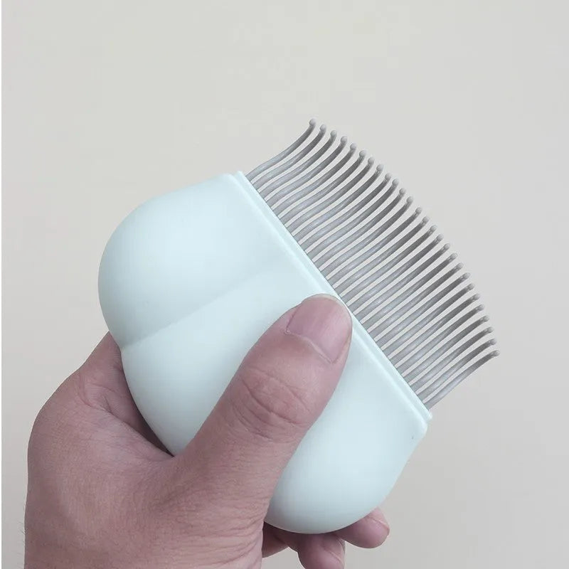 Paw Soft deshedding brush with blue silicone teeth for cat dog bunny grooming
