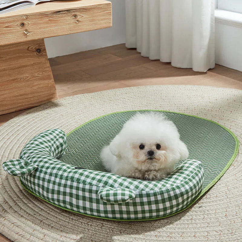 Four seasons pet cooling mat bed for dogs and cats in green or yellow with four size options