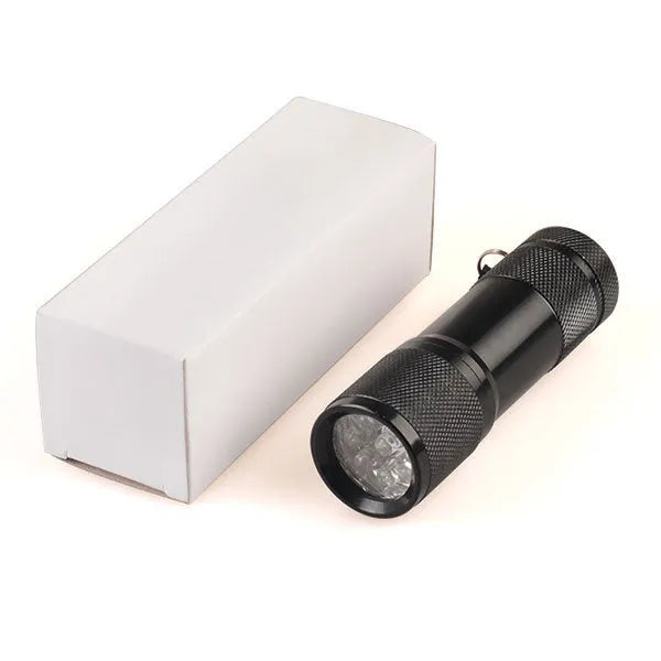 Black aluminium alloy Smart Vein Locator medical flashlight with red LED lens for phlebotomy and clinical use.